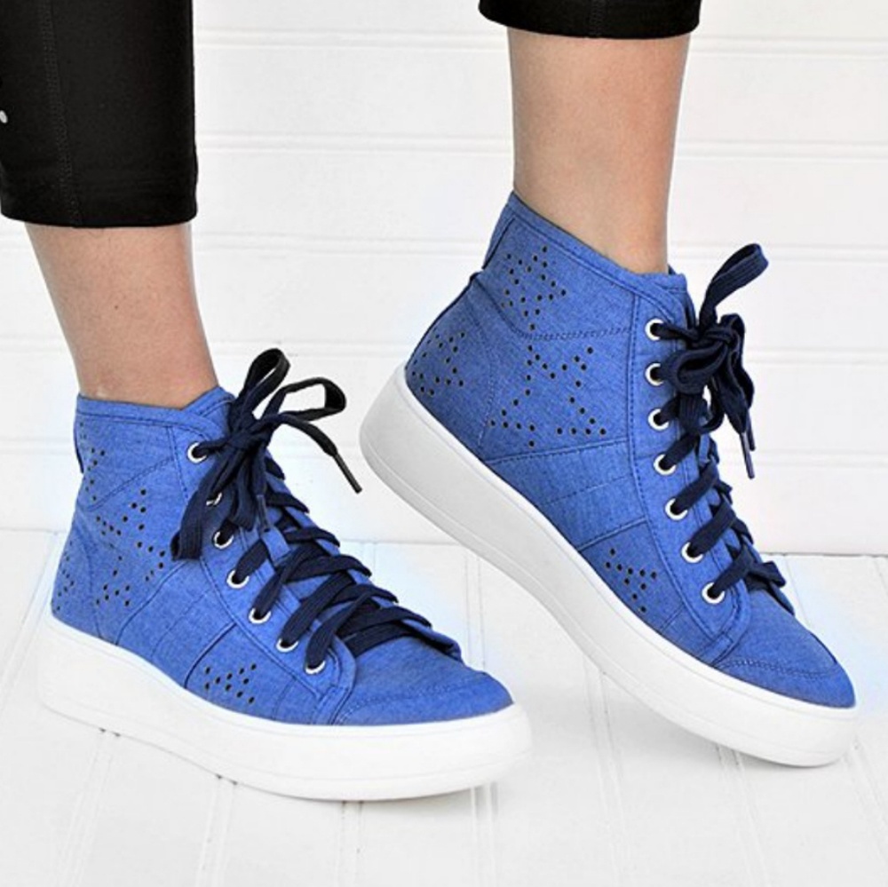 Blue Denim Perforated Star Hightops